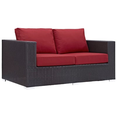 Sofas and Loveseat Modway Furniture Convene Espresso Red EEI-1907-EXP-RED 889654026723 Sofa Sectionals RedBurgundyruby Loveseat Love seatSectional So Sofa Set set Complete Vanity Sets 