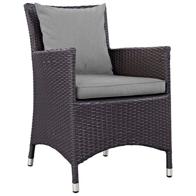 Dining Room Chairs Modway Furniture Convene Espresso Gray EEI-1913-EXP-GRY 889654123392 Bar and Dining Gray Grey Armchair Arm Steel Metal Iron Espresso Gray Smoke SMOKED Tau 