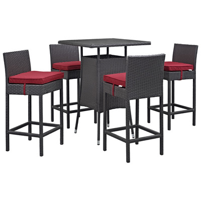 Outdoor Bar Furniture Modway Furniture Convene Espresso Red EEI-1963-EXP-RED-SET 889654028000 Bar and Dining Red Burgundy ruby Complete Vanity Sets 