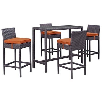 Outdoor Bar Furniture Modway Furniture Convene Espresso Orange EEI-1964-EXP-ORA-SET 889654028055 Bar and Dining Orange Complete Vanity Sets 
