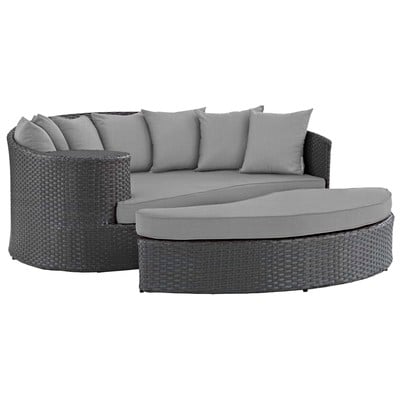 Outdoor Beds Modway Furniture Sojourn Canvas Gray EEI-1982-CHC-GRY 889654119319 Daybeds and Lounges Gray Grey Aluminum Frame Aluminum Alumin Aluminum Synthetic Rattan Daybed 