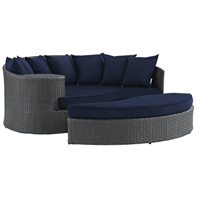 Outdoor Beds Modway Furniture Sojourn Canvas Navy EEI-1982-CHC-NAV 889654028567 Daybeds and Lounges Blue navy teal turquiose indig Aluminum Frame Aluminum Alumin Aluminum Synthetic Rattan Daybed Complete Vanity Sets 