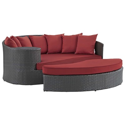 Outdoor Beds Modway Furniture Sojourn Canvas Red EEI-1982-CHC-RED 889654119326 Daybeds and Lounges Red Burgundy ruby Aluminum Frame Aluminum Alumin Aluminum Synthetic Rattan Daybed 