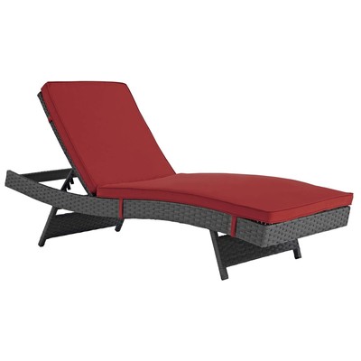 Outdoor Beds Modway Furniture Sojourn Canvas Red EEI-1985-CHC-RED 889654119388 Daybeds and Lounges Red Burgundy ruby Aluminum Frame Aluminum Alumin Aluminum Synthetic Rattan Chaise 
