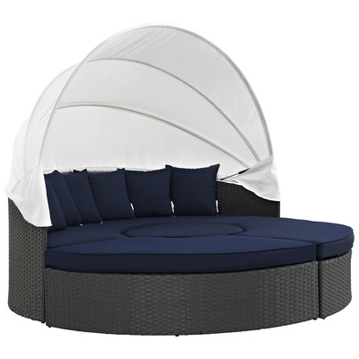 Outdoor Beds Modway Furniture Sojourn Canvas Navy EEI-1986-CHC-NAV-SET 889654028734 Daybeds and Lounges Blue navy teal turquiose indig Aluminum Frame Aluminum Alumin Aluminum Synthetic Rattan Daybed Complete Vanity Sets 