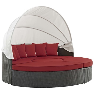 Outdoor Beds Modway Furniture Sojourn Canvas Red EEI-1986-CHC-RED 889654119418 Daybeds and Lounges Red Burgundy ruby Aluminum Frame Aluminum Alumin Aluminum Synthetic Rattan Daybed 