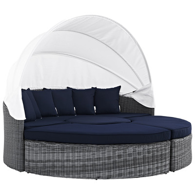 Outdoor Beds Modway Furniture Summon Canvas Navy EEI-1997-GRY-NAV-SET 889654029106 Daybeds and Lounges Blue navy teal turquiose indig Aluminum Frame Aluminum Alumin Aluminum Synthetic Rattan Daybed With Canopy Complete Vanity Sets 