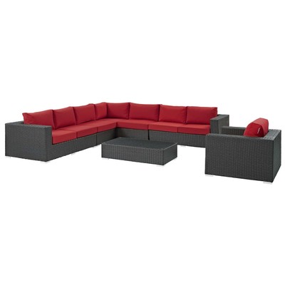 Outdoor Sofas and Sectionals Modway Furniture Sojourn Canvas Red EEI-2013-CHC-RED-SET 889654139232 Sofa Sectionals Red Burgundy ruby Loveseat Sectional Sofa Canvas Red 