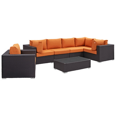 Modway Furniture Outdoor Sofas and Sectionals, Orange, Sectional,Sofa, Espresso, Complete Vanity Sets, Sofa Sectionals, 889654044468, EEI-2157-EXP-ORA-SET