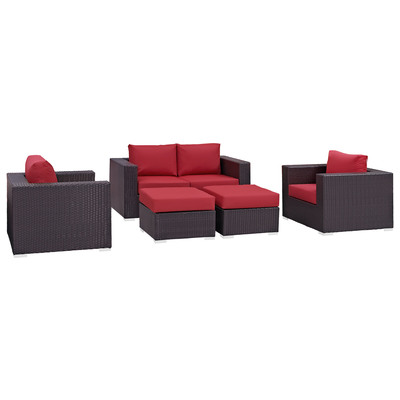 Outdoor Sofas and Sectionals Modway Furniture Convene Espresso Red EEI-2158-EXP-RED-SET 889654044550 Sofa Sectionals Red Burgundy ruby Loveseat Sectional Sofa Espresso Red Complete Vanity Sets 