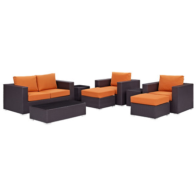 Modway Furniture Outdoor Sofas and Sectionals, Orange, Loveseat,Sectional,Sofa, Espresso, Complete Vanity Sets, Sofa Sectionals, 889654044604, EEI-2159-EXP-ORA-SET