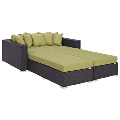 Outdoor Beds Modway Furniture Convene Espresso Peridot EEI-2160-EXP-PER-SET 889654044680 Daybeds and Lounges Aluminum Frame Aluminum Alumin Aluminum Synthetic Rattan Daybed Complete Vanity Sets 