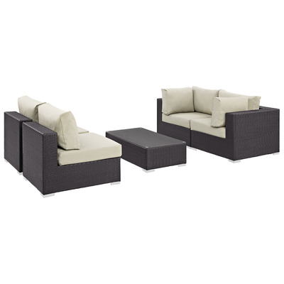 Modway Furniture Outdoor Sofas and Sectionals, Beige,Cream,beige,ivory,sand,nude, Sectional,Sofa, Espresso, Complete Vanity Sets, Sofa Sectionals, 889654044864, EEI-2163-EXP-BEI-SET