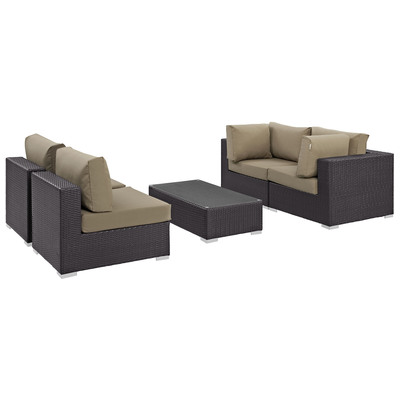 Modway Furniture Outdoor Sofas and Sectionals, Sectional,Sofa, Espresso, Complete Vanity Sets, Sofa Sectionals, 889654044871, EEI-2163-EXP-MOC-SET