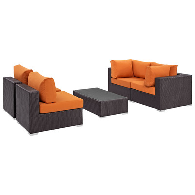 Modway Furniture Outdoor Sofas and Sectionals, Orange, Sectional,Sofa, Espresso, Complete Vanity Sets, Sofa Sectionals, 889654044888, EEI-2163-EXP-ORA-SET