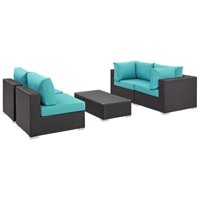 Modway Furniture Outdoor Sofas and Sectionals, Sectional,Sofa, Espresso, Complete Vanity Sets, Sofa Sectionals, 889654044918, EEI-2163-EXP-TRQ-SET