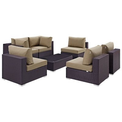 Modway Furniture Outdoor Sofas and Sectionals, Sectional,Sofa, Espresso, Complete Vanity Sets, Sofa Sectionals, 889654044949, EEI-2164-EXP-MOC-SET
