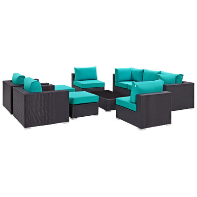Outdoor Sofas and Sectionals Modway Furniture Convene Espresso Turquoise EEI-2169-EXP-TRQ-SET 889654045335 Sofa Sectionals Sectional Sofa Espresso Complete Vanity Sets 