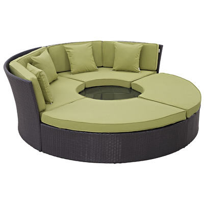 Outdoor Beds Modway Furniture Convene Espresso Peridot EEI-2171-EXP-PER-SET 889654045441 Daybeds and Lounges Aluminum Frame Aluminum Alumin Aluminum Synthetic Rattan Daybed Complete Vanity Sets 