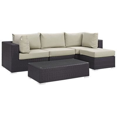 Modway Furniture Outdoor Sofas and Sectionals, Beige,Cream,beige,ivory,sand,nude, Sectional,Sofa, Espresso, Complete Vanity Sets, Sofa Sectionals, 889654045489, EEI-2172-EXP-BEI-SET
