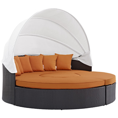 Outdoor Beds Modway Furniture Convene Espresso Orange EEI-2173-EXP-ORA-SET 889654045564 Daybeds and Lounges Orange Aluminum Frame Aluminum Alumin Aluminum Synthetic Rattan Daybed With Canopy Complete Vanity Sets 