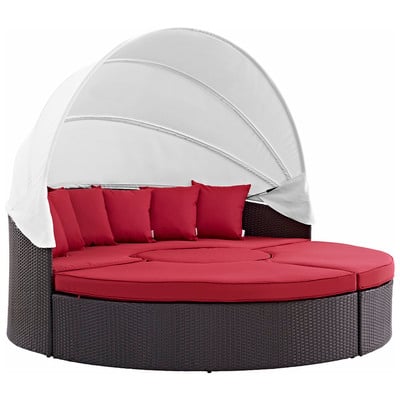 Outdoor Beds Modway Furniture Convene Espresso Red EEI-2173-EXP-RED-SET 889654045588 Daybeds and Lounges Red Burgundy ruby Aluminum Frame Aluminum Alumin Aluminum Synthetic Rattan Daybed With Canopy Complete Vanity Sets 