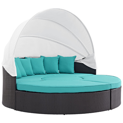 Outdoor Beds Modway Furniture Convene Espresso Turquoise EEI-2173-EXP-TRQ-SET 889654045595 Daybeds and Lounges Aluminum Frame Aluminum Alumin Aluminum Synthetic Rattan Daybed With Canopy Complete Vanity Sets 