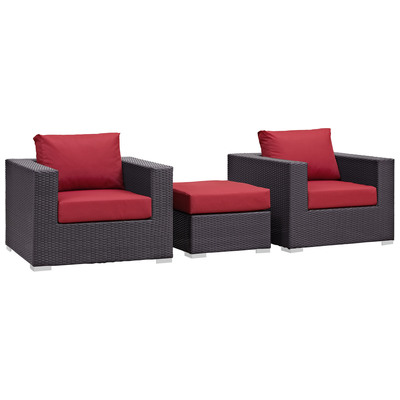 Outdoor Sofas and Sectionals Modway Furniture Convene Espresso Red EEI-2174-EXP-RED-SET 889654045656 Sofa Sectionals Red Burgundy ruby Loveseat Sectional Sofa Espresso Red Complete Vanity Sets 