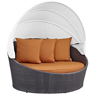 Outdoor Beds Modway Furniture Convene Espresso Orange EEI-2175-EXP-ORA 889654045694 Daybeds and Lounges Orange Aluminum Frame Aluminum Alumin Aluminum Synthetic Rattan Daybed With Canopy Complete Vanity Sets 