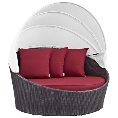 Outdoor Beds Modway Furniture Convene Espresso Red EEI-2175-EXP-RED 889654045717 Daybeds and Lounges Red Burgundy ruby Aluminum Frame Aluminum Alumin Aluminum Synthetic Rattan Daybed With Canopy Complete Vanity Sets 