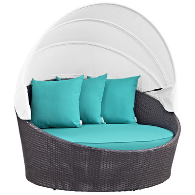 Outdoor Beds Modway Furniture Convene Espresso Turquoise EEI-2175-EXP-TRQ 889654045724 Daybeds and Lounges Aluminum Frame Aluminum Alumin Aluminum Synthetic Rattan Daybed With Canopy Complete Vanity Sets 