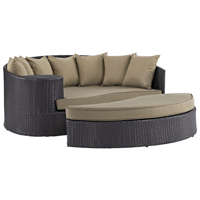 Outdoor Beds Modway Furniture Convene Espresso Mocha EEI-2176-EXP-MOC 889654045748 Daybeds and Lounges Aluminum Frame Aluminum Alumin Aluminum Synthetic Rattan Daybed Complete Vanity Sets 