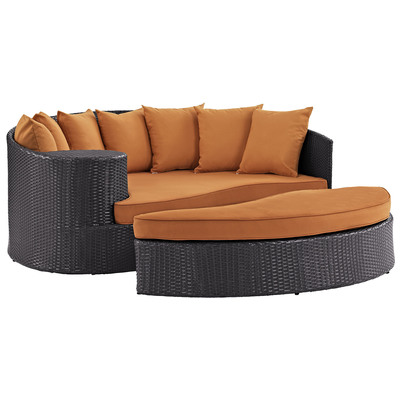 Outdoor Beds Modway Furniture Convene Espresso Orange EEI-2176-EXP-ORA 889654045755 Daybeds and Lounges Orange Aluminum Frame Aluminum Alumin Aluminum Synthetic Rattan Daybed Complete Vanity Sets 