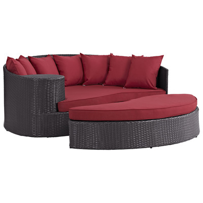Outdoor Beds Modway Furniture Convene Espresso Red EEI-2176-EXP-RED 889654045779 Daybeds and Lounges Red Burgundy ruby Aluminum Frame Aluminum Alumin Aluminum Synthetic Rattan Daybed Complete Vanity Sets 