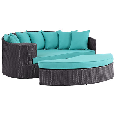 Outdoor Beds Modway Furniture Convene Espresso Turquoise EEI-2176-EXP-TRQ 889654045786 Daybeds and Lounges Aluminum Frame Aluminum Alumin Aluminum Synthetic Rattan Daybed Complete Vanity Sets 