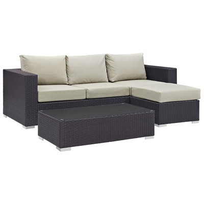 Modway Furniture Outdoor Sofas and Sectionals, Beige,Cream,beige,ivory,sand,nude, Loveseat,Sectional,Sofa, Espresso, Complete Vanity Sets, Sofa Sectionals, 889654045861, EEI-2178-EXP-BEI-SET
