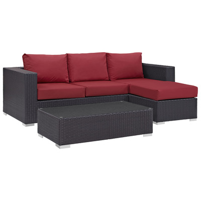 Modway Furniture Outdoor Sofas and Sectionals, Red,Burgundy,ruby, Loveseat,Sectional,Sofa, Espresso,Red, Complete Vanity Sets, Sofa Sectionals, 889654045908, EEI-2178-EXP-RED-SET