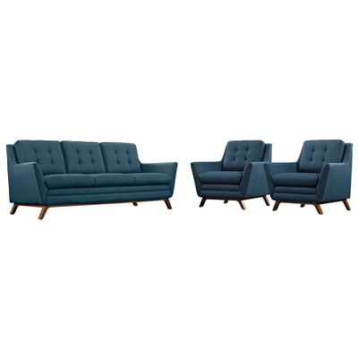 Modway Furniture Sofas and Loveseat, Chaise,LoungeLoveseat,Love seatSofa, Mid-Century,Edloe Finch,mid century,midcentury, Sofa Set,setTufted,tufting, Complete Vanity Sets, Sofas and Armchairs, 889654050544, EEI-2184-AZU-SET