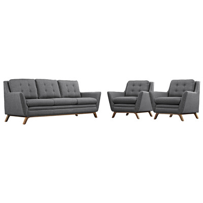 Modway Furniture Sofas and Loveseat, GrayGrey, Chaise,LoungeLoveseat,Love seatSofa, Mid-Century,Edloe Finch,mid century,midcentury, Sofa Set,setTufted,tufting, Complete Vanity Sets, Sofas and Armchairs, 889654050551, EEI-2184-DOR-SET