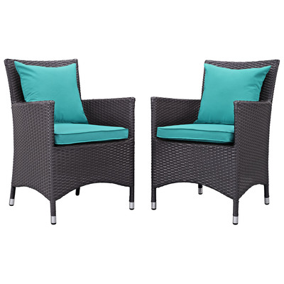 Outdoor Dining Sets Modway Furniture Convene Espresso Turquoise EEI-2188-EXP-TRQ-SET 889654055433 Bar and Dining Espresso Complete Vanity Sets 