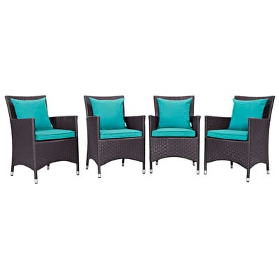 Outdoor Dining Sets Modway Furniture Convene Espresso Turquoise EEI-2190-EXP-TRQ-SET 889654055518 Bar and Dining Espresso Complete Vanity Sets 