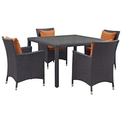Outdoor Dining Sets Modway Furniture Convene Espresso Orange EEI-2191-EXP-ORA-SET 889654055556 Bar and Dining Orange Espresso Complete Vanity Sets 