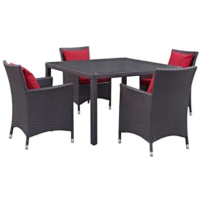 Outdoor Dining Sets Modway Furniture Convene Espresso Red EEI-2191-EXP-RED-SET 889654055679 Bar and Dining Red Burgundy ruby Espresso Complete Vanity Sets 
