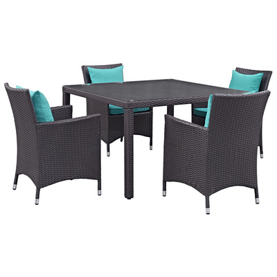Outdoor Dining Sets Modway Furniture Convene Espresso Turquoise EEI-2191-EXP-TRQ-SET 889654055686 Bar and Dining Espresso Complete Vanity Sets 
