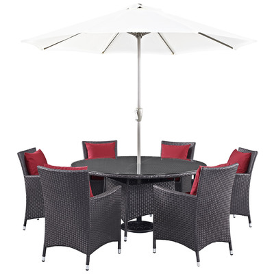 Outdoor Dining Sets Modway Furniture Convene Espresso Red EEI-2194-EXP-RED-SET 889654055822 Bar and Dining Red Burgundy ruby Espresso Complete Vanity Sets 