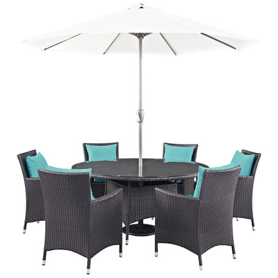 Outdoor Dining Sets Modway Furniture Convene Espresso Turquoise EEI-2194-EXP-TRQ-SET 889654055839 Bar and Dining Espresso Complete Vanity Sets 