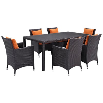 Outdoor Dining Sets Modway Furniture Convene Espresso Orange EEI-2199-EXP-ORA-SET 889654060383 Bar and Dining Orange Espresso Complete Vanity Sets 