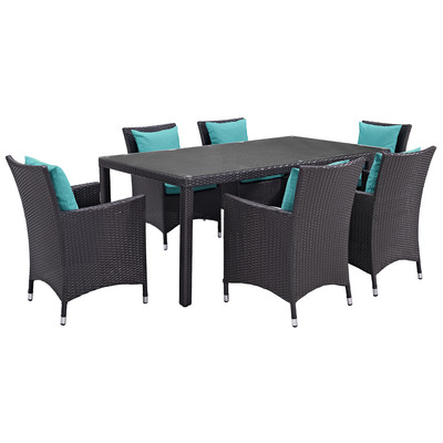 Outdoor Dining Sets Modway Furniture Convene Espresso Turquoise EEI-2199-EXP-TRQ-SET 889654060413 Bar and Dining Espresso Complete Vanity Sets 
