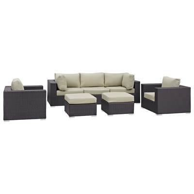 Modway Furniture Outdoor Sofas and Sectionals, Beige,Cream,beige,ivory,sand,nude, Sectional,Sofa, Espresso, Complete Vanity Sets, Sofa Sectionals, 889654060437, EEI-2200-EXP-BEI-SET