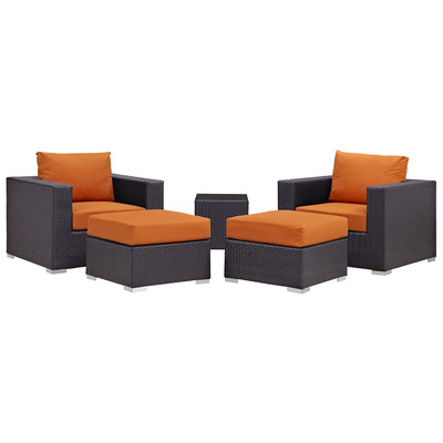 Outdoor Sofas and Sectionals Modway Furniture Convene Espresso Orange EEI-2201-EXP-ORA-SET 889654060529 Sofa Sectionals Orange Sectional Sofa Espresso Complete Vanity Sets 